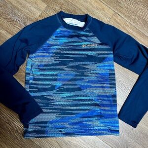 Columbia Kids Small (6/7) Navy and Teal Patterned Long Sleeve Shirt